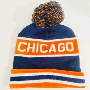 Chicago Bears Orange Blue Adult Knit Beanie PomPom